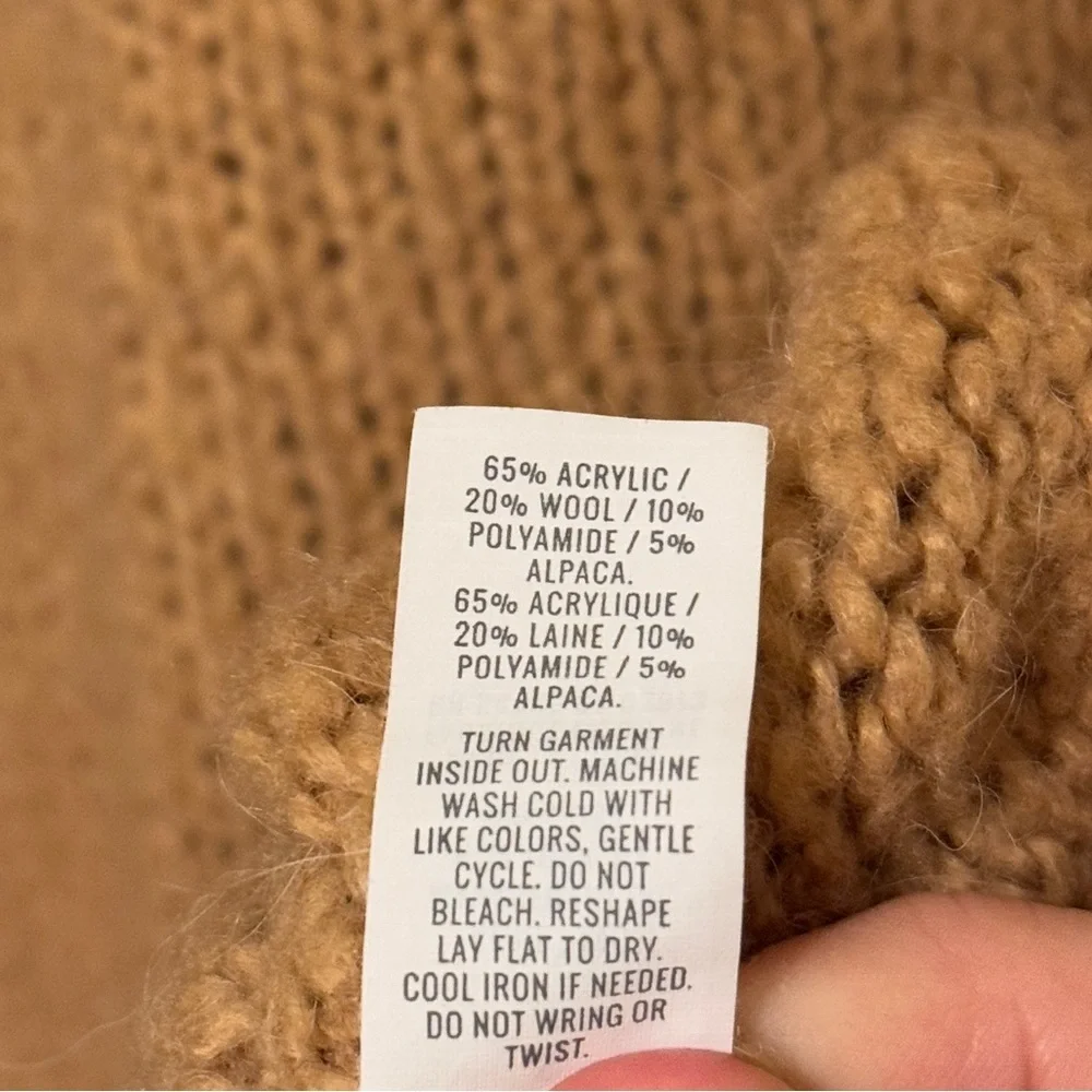 Aerie Oversized Crewneck Sweater Size Small Brown Tan Wool Blend Chunky Knit